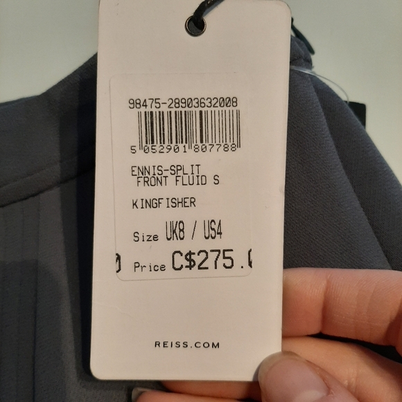 REISS Ennis Split Side skirt in Kingfisher - Picture 8 of 8